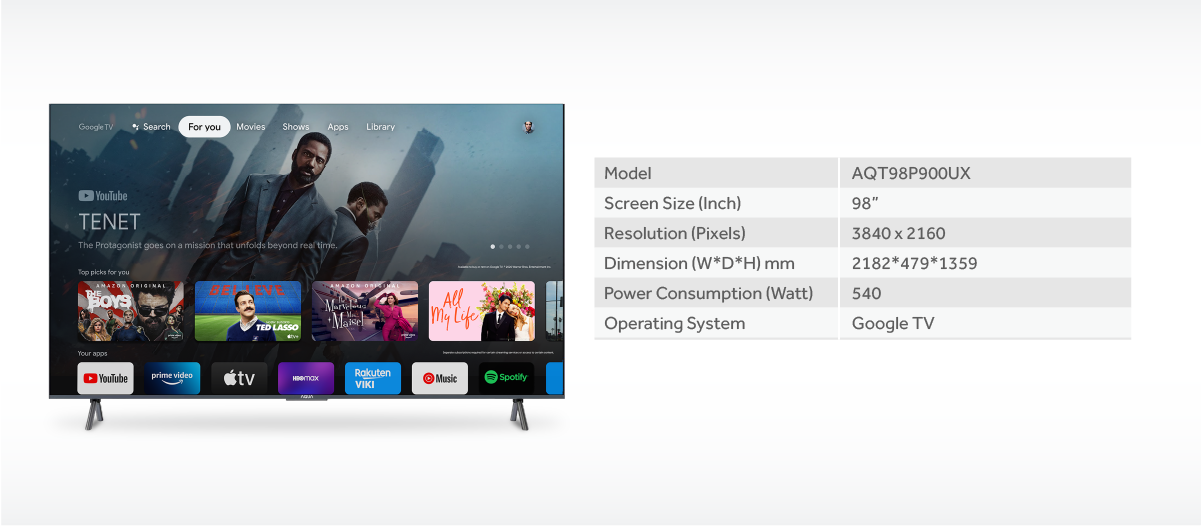 Smart TV AQUA Elektronik AQT98P900UX